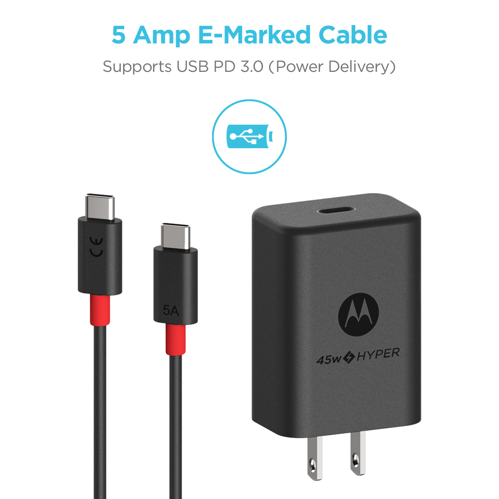 Comes with 5 Amp E-Marked USB-C Cable